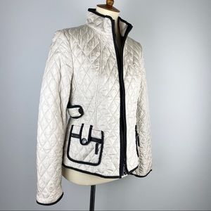 NWT Ann Taylor Pearl White Quilted Jacket Small